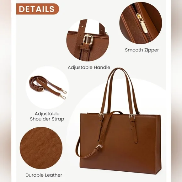 LOVEVOOK Brown Laptop Bag - Picture 12 of 14